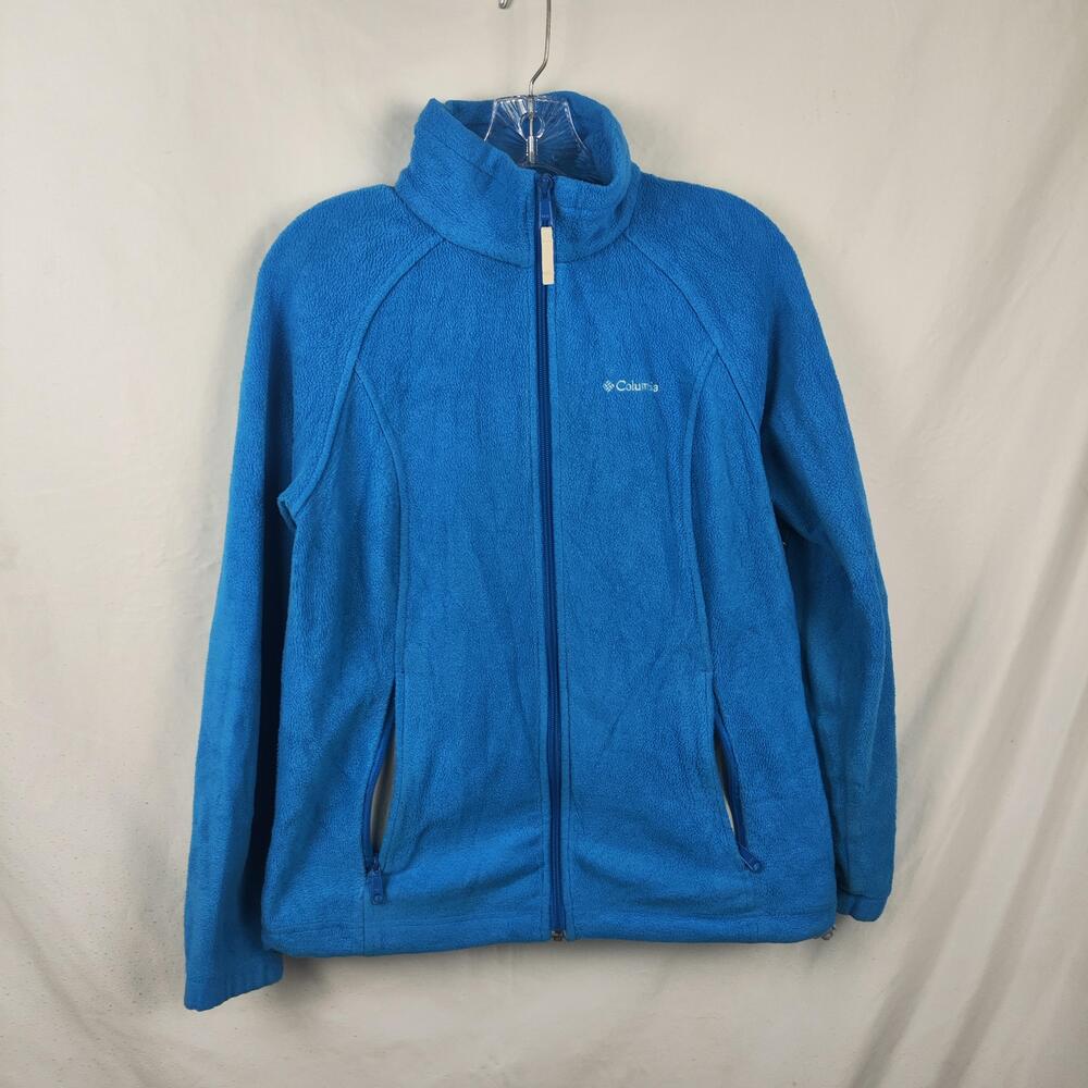 Columbia Jacket Womens Medium Blue Fleece Full Zip Pockets Lightweight Outdoor